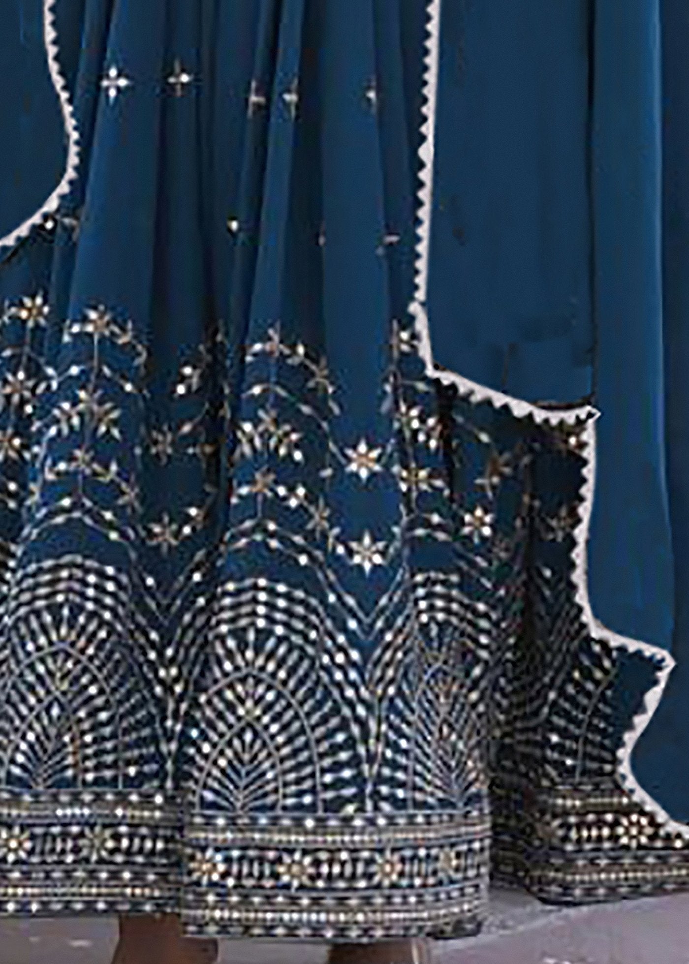 Embroidered Georgette Stitched Anarkali Gown With Dupatta