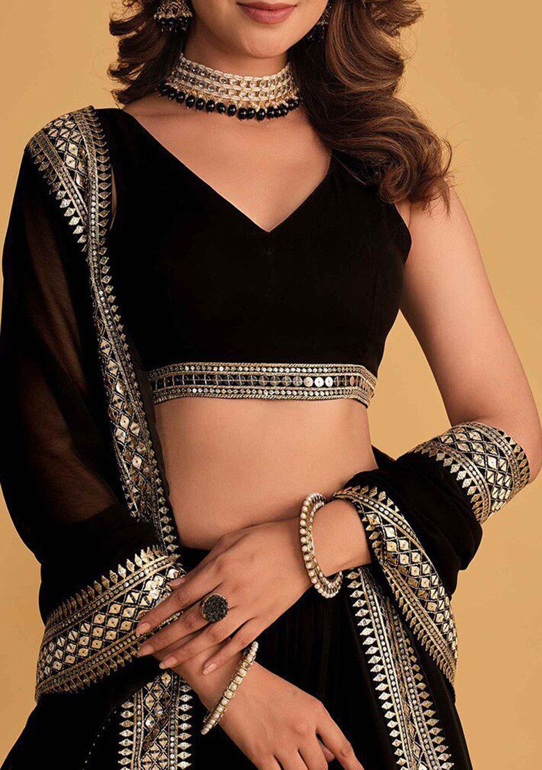 Embroidered Semi Stitched Lehenga Choli Dupatta Set