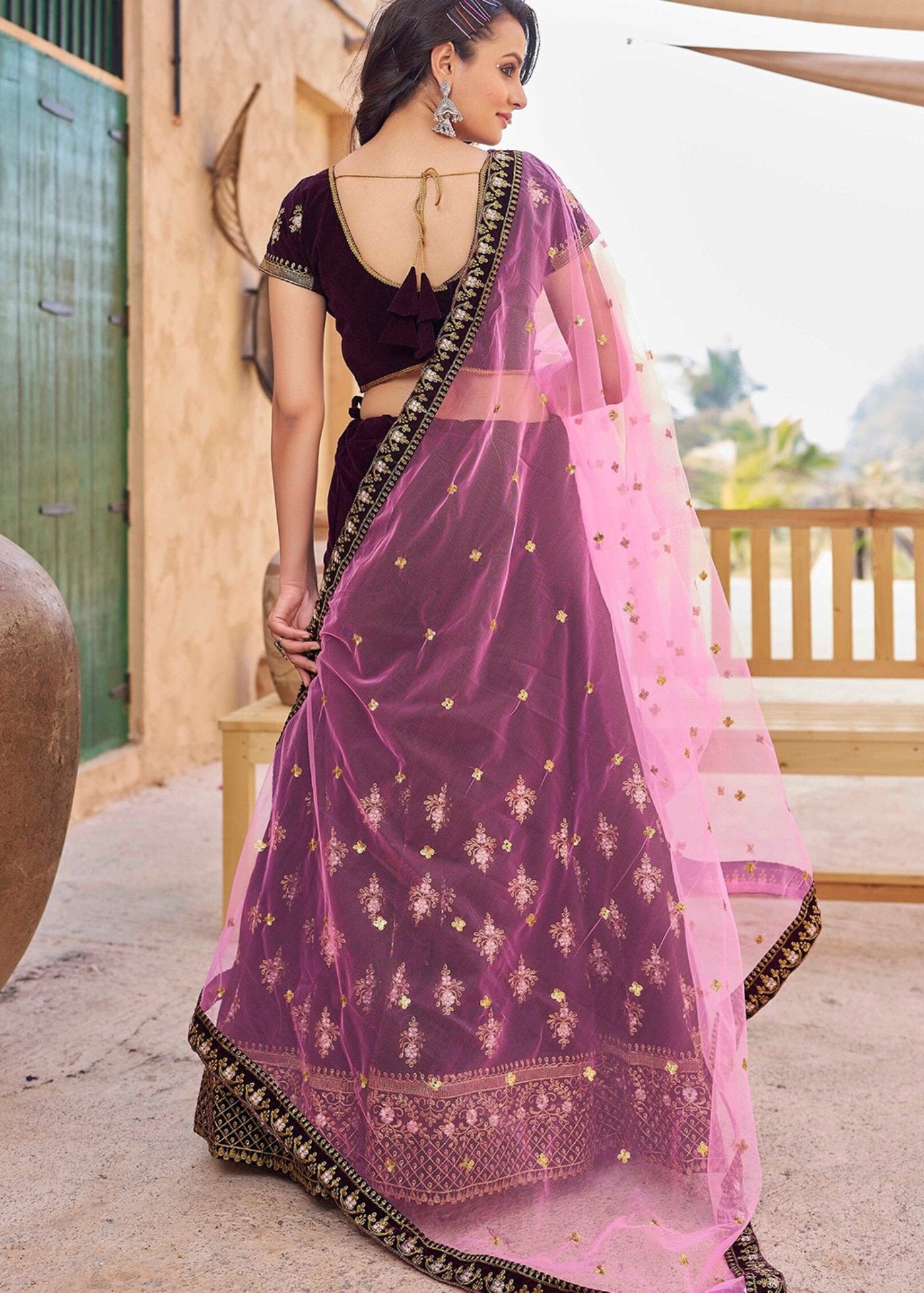 Embroidered Semi Stitched Lehenga Choli Dupatta Set