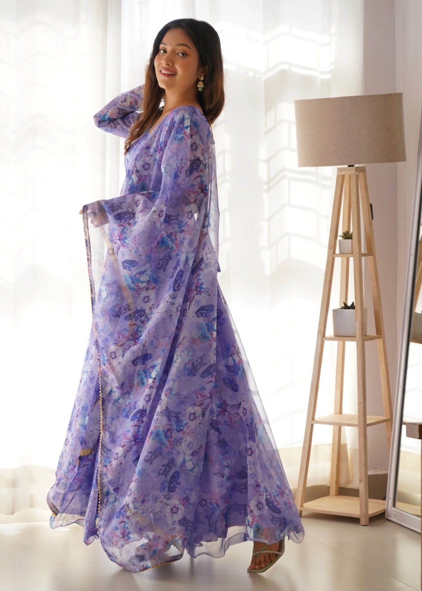 Printed Georgette Stitched Anarkali Gown With Dupatta