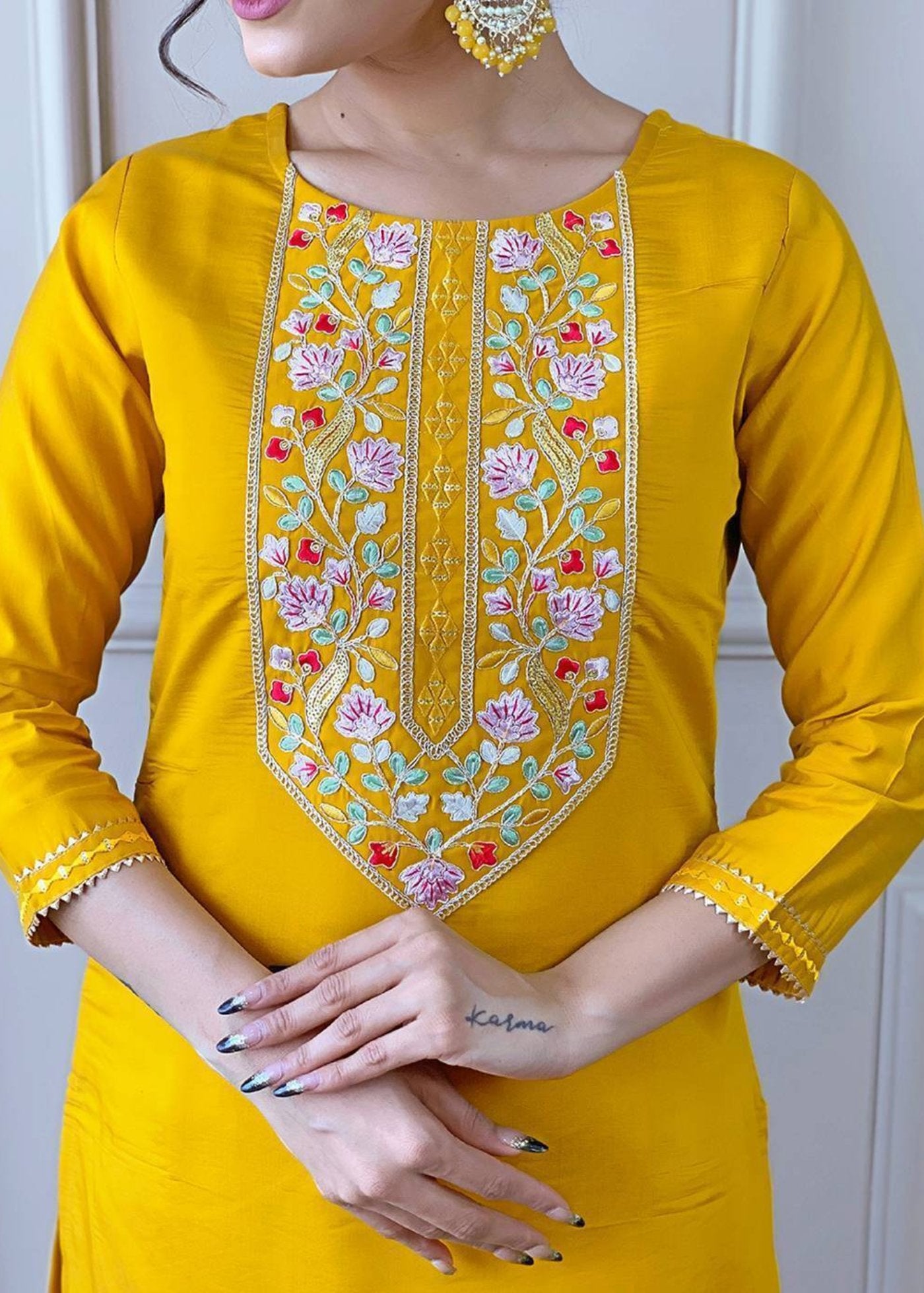 Women Silk Begum Kurta Pant Dupatta Set