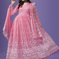 Embroidered Georgette Stitched Anarkali Gown With dupatta