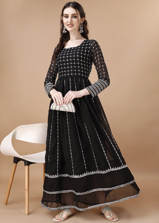 Embroidered Georgette Stitched Anarkali Gown