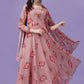 Printed Georgette Stitched Anarkali Gown With Dupatta