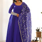 Embroidered Georgette Stitched Anarkali Gown With Dupatta