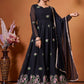 Embroidered Georgette Stitched Anarkali Gown With Dupatta