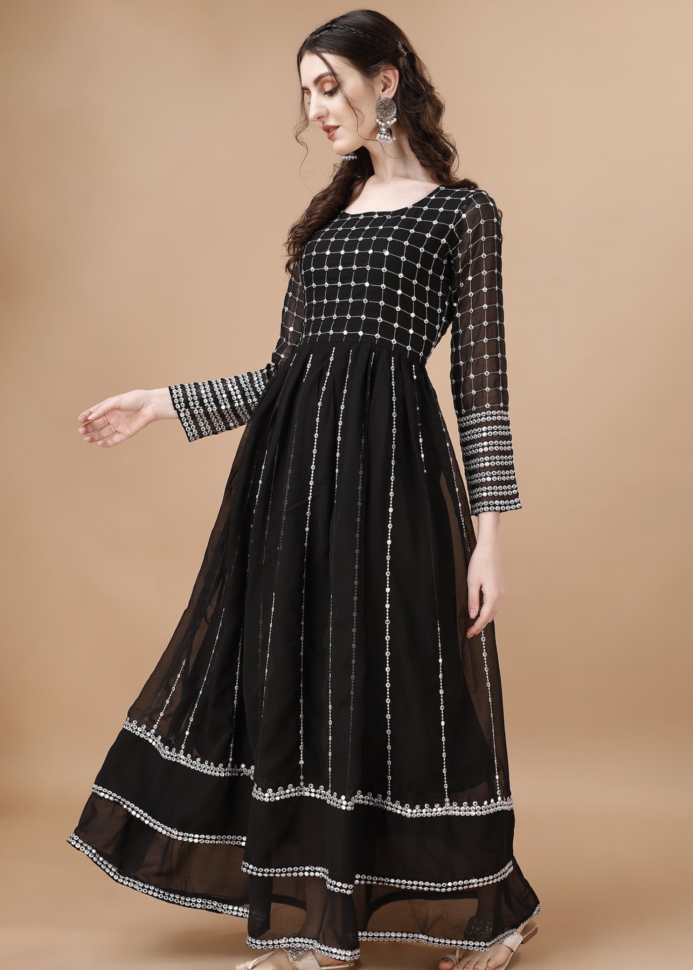 Embroidered Georgette Stitched Anarkali Gown