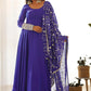 Embroidered Georgette Stitched Anarkali Gown With Dupatta