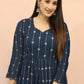 Embroidered Georgette Stitched Anarkali Gown With Dupatta