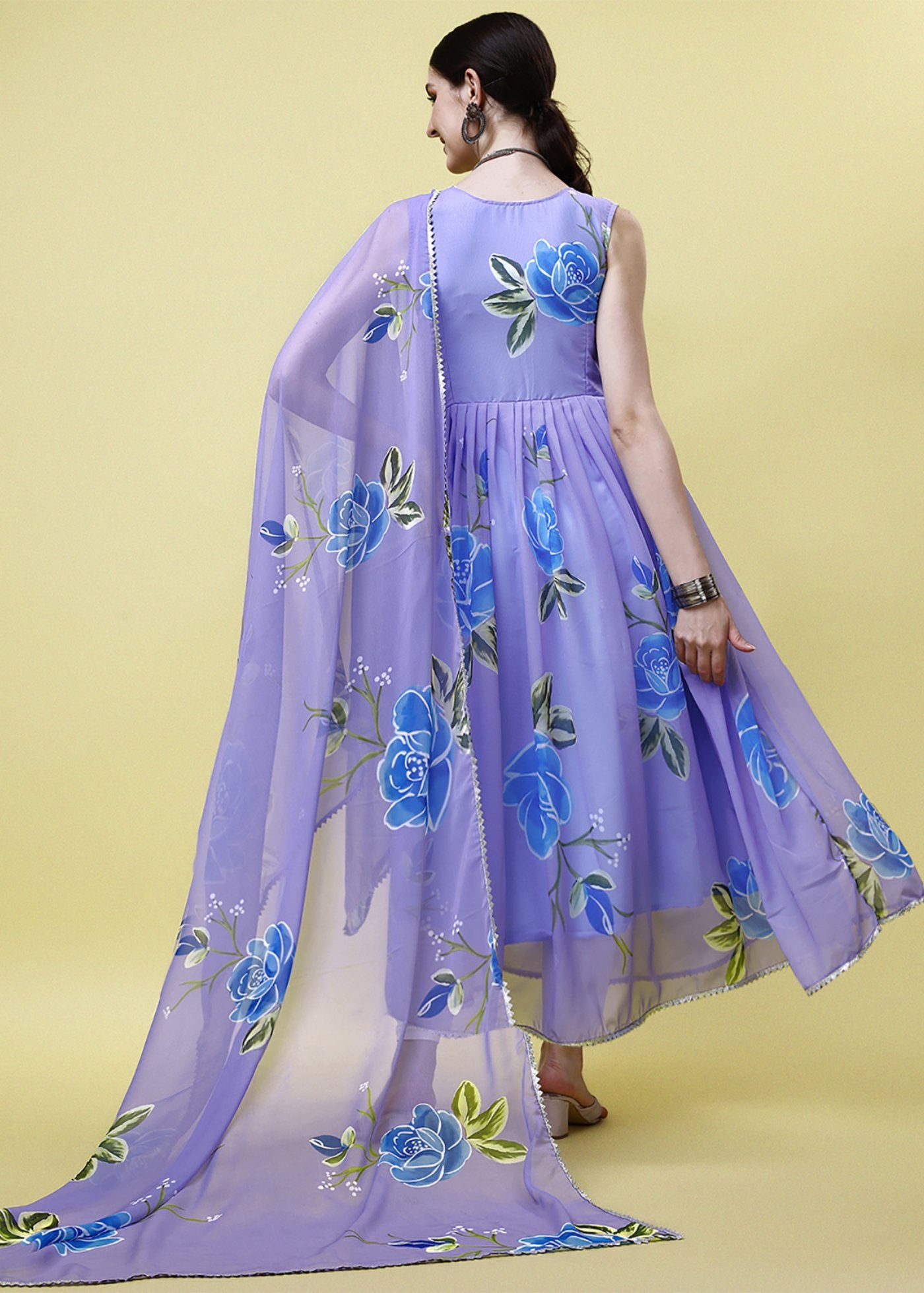 Printed Georgette Stitched Anarkali Gown With Dupatta