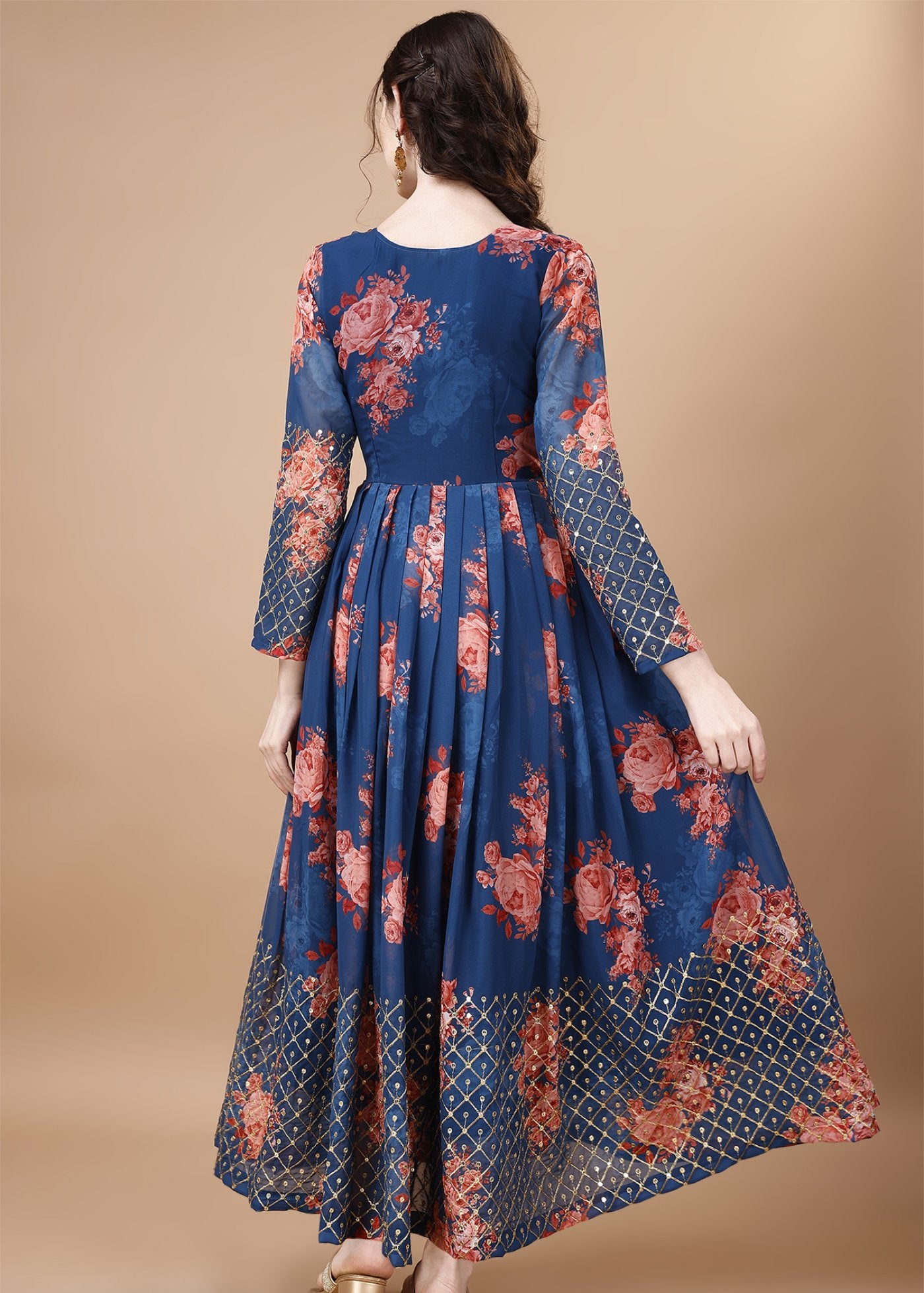 Embroidered  Georgette Stitched Anarkali Gown