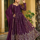 Embroidered Georgette Stitched Anarkali Gown With Dupatta