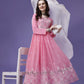 Embroidered Georgette Stitched Anarkali Gown With Dupatta