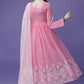 Embroidered Georgette Stitched Anarkali Gown With Dupatta