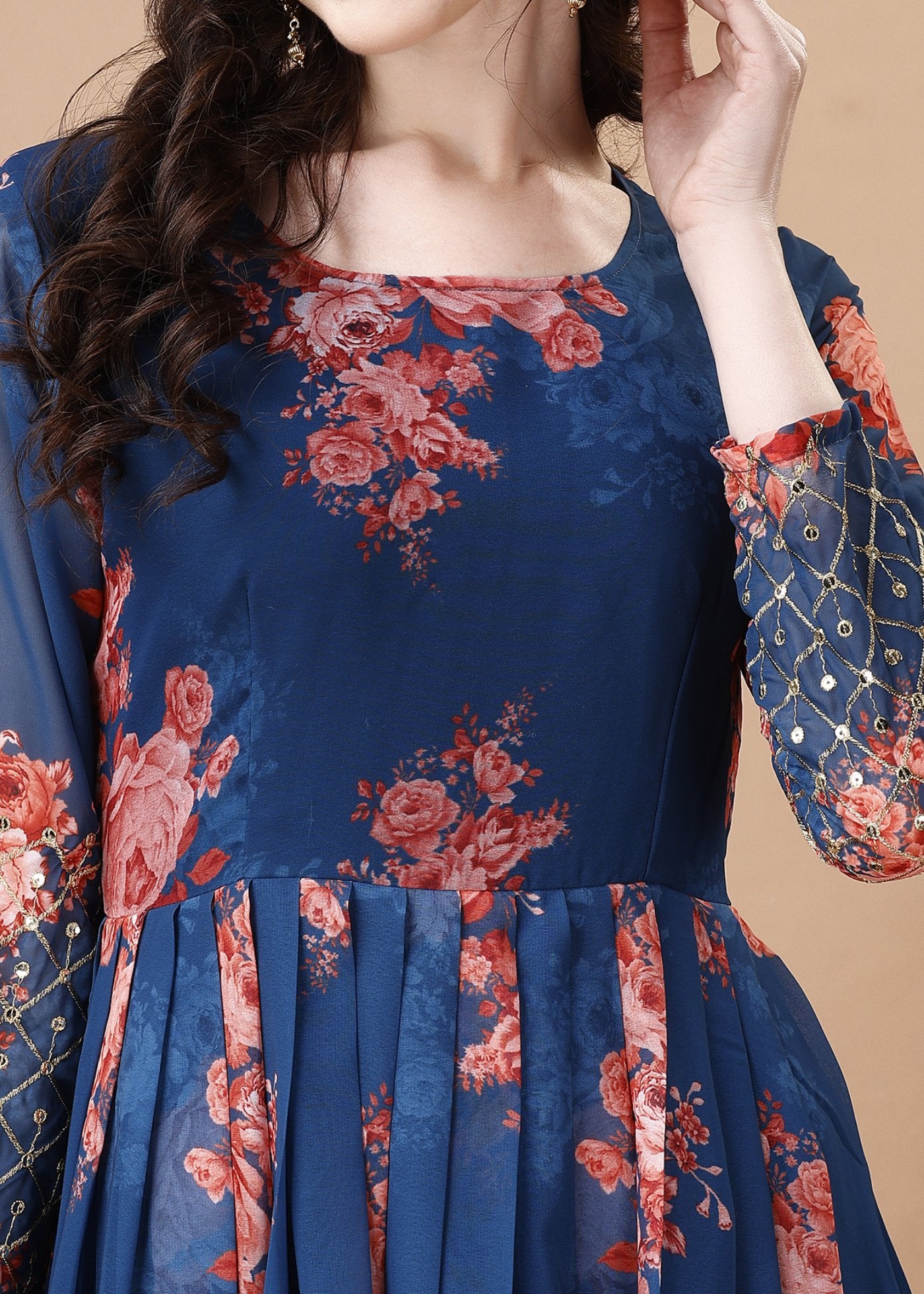 Embroidered  Georgette Stitched Anarkali Gown