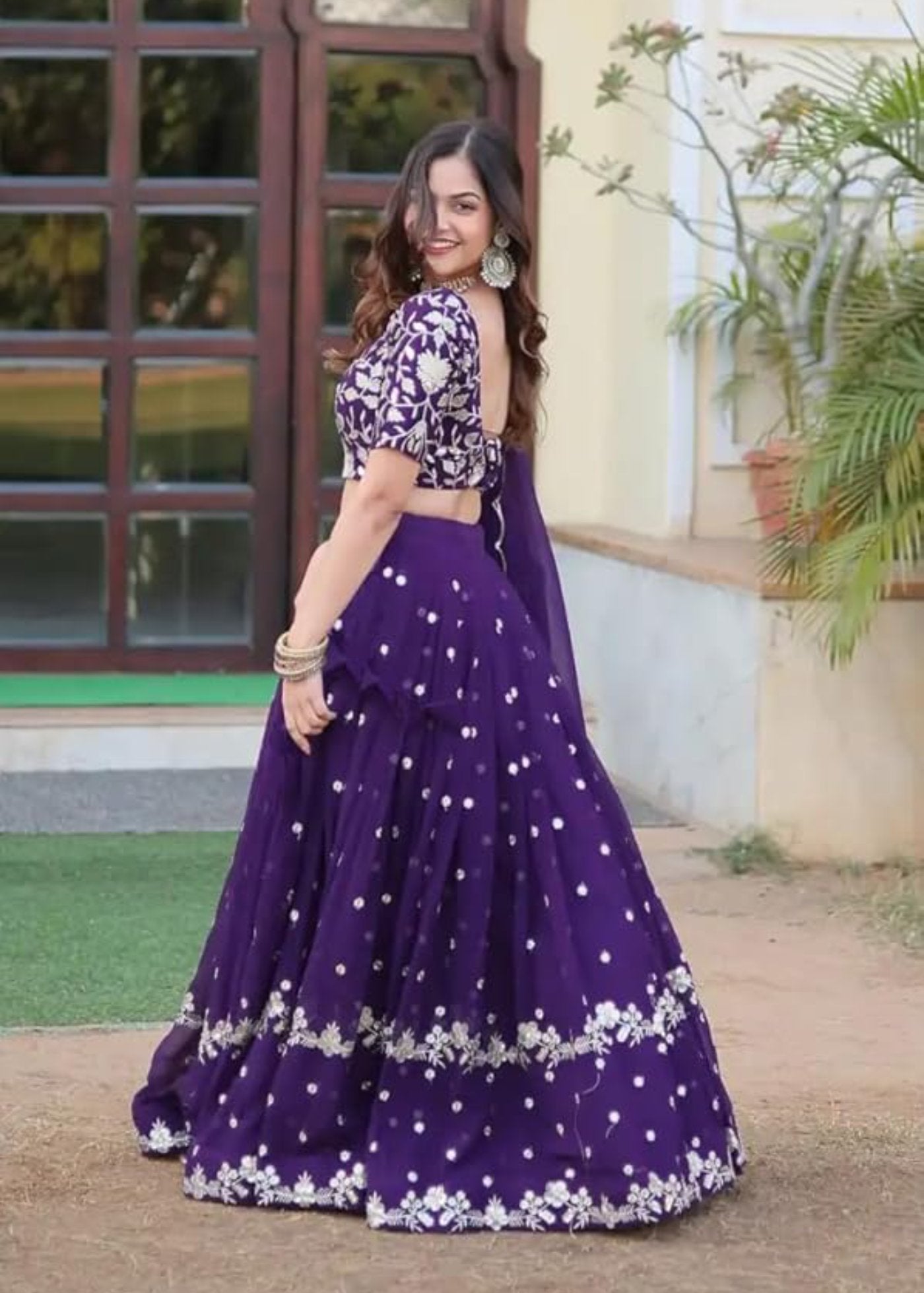 Women's Georgette Embroidered Lehenga Choli Set For Women (Jublee)