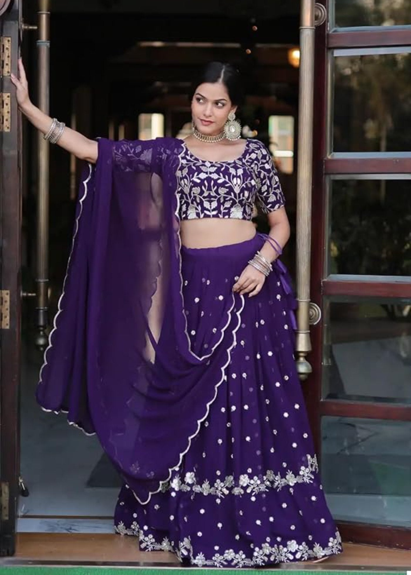 Women's Georgette Embroidered Lehenga Choli Set For Women (Jublee)