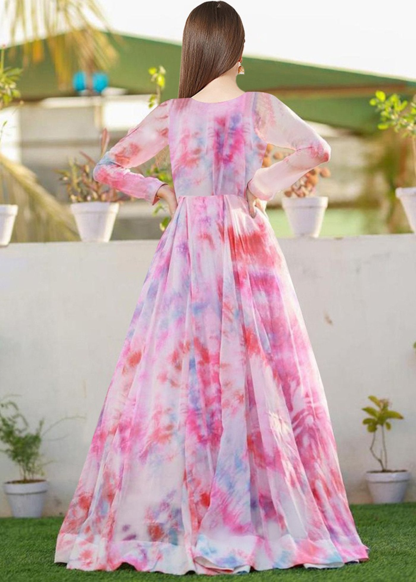 Printed Georgette Stitched Anarkali Gown