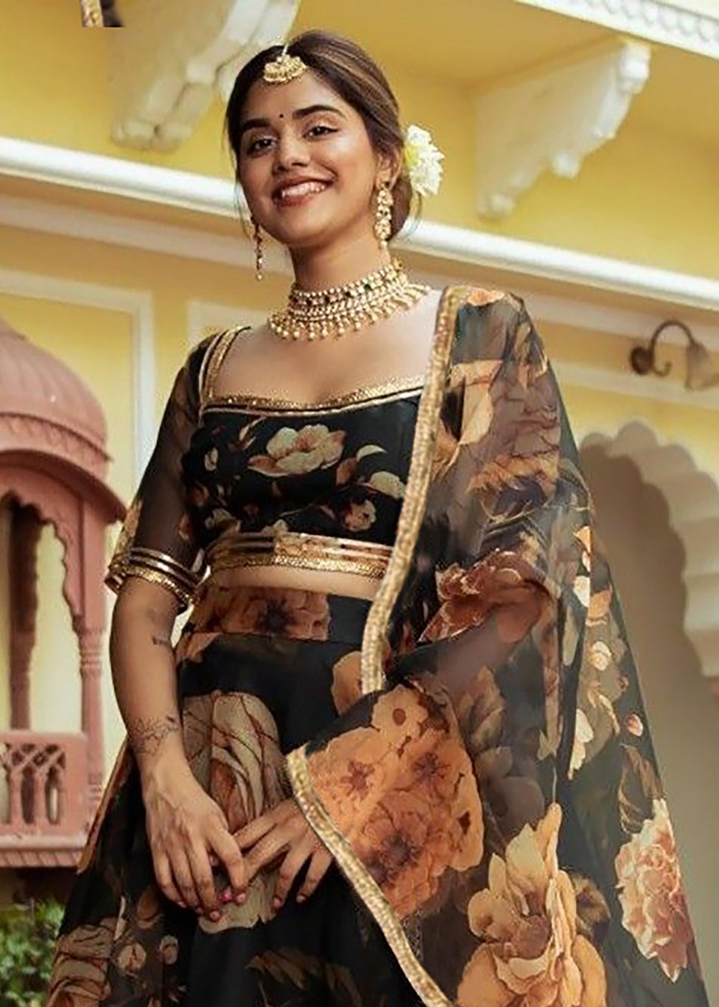 Printed Semi Stitched Lehenga Choli  Dupatta Set