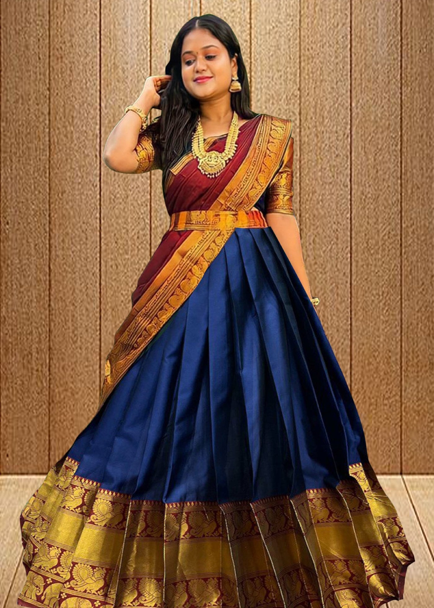 Women Woven Design  Jacquard  Un-Stitched Lehenga Choli  Dupatta Set
