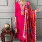 Silk Blend Embroidered Lucknowi Kurta Pant & Dupatta Set
