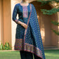 Women Jacquard Kurta Pant Dupatta Set
