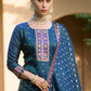 Women Jacquard Kurta Pant Dupatta Set