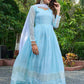 Embroidered Georgette Stitched Anarkali Gown With Dupatta