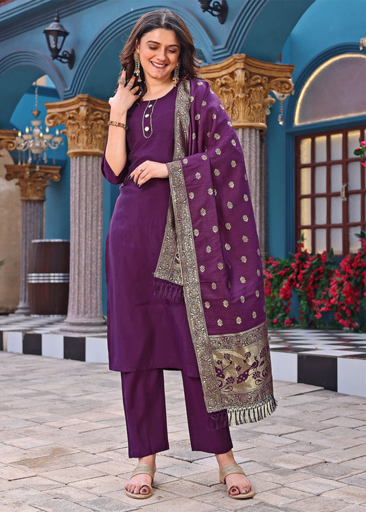 Women Silk Fiza Kurta Pant Dupatta Set