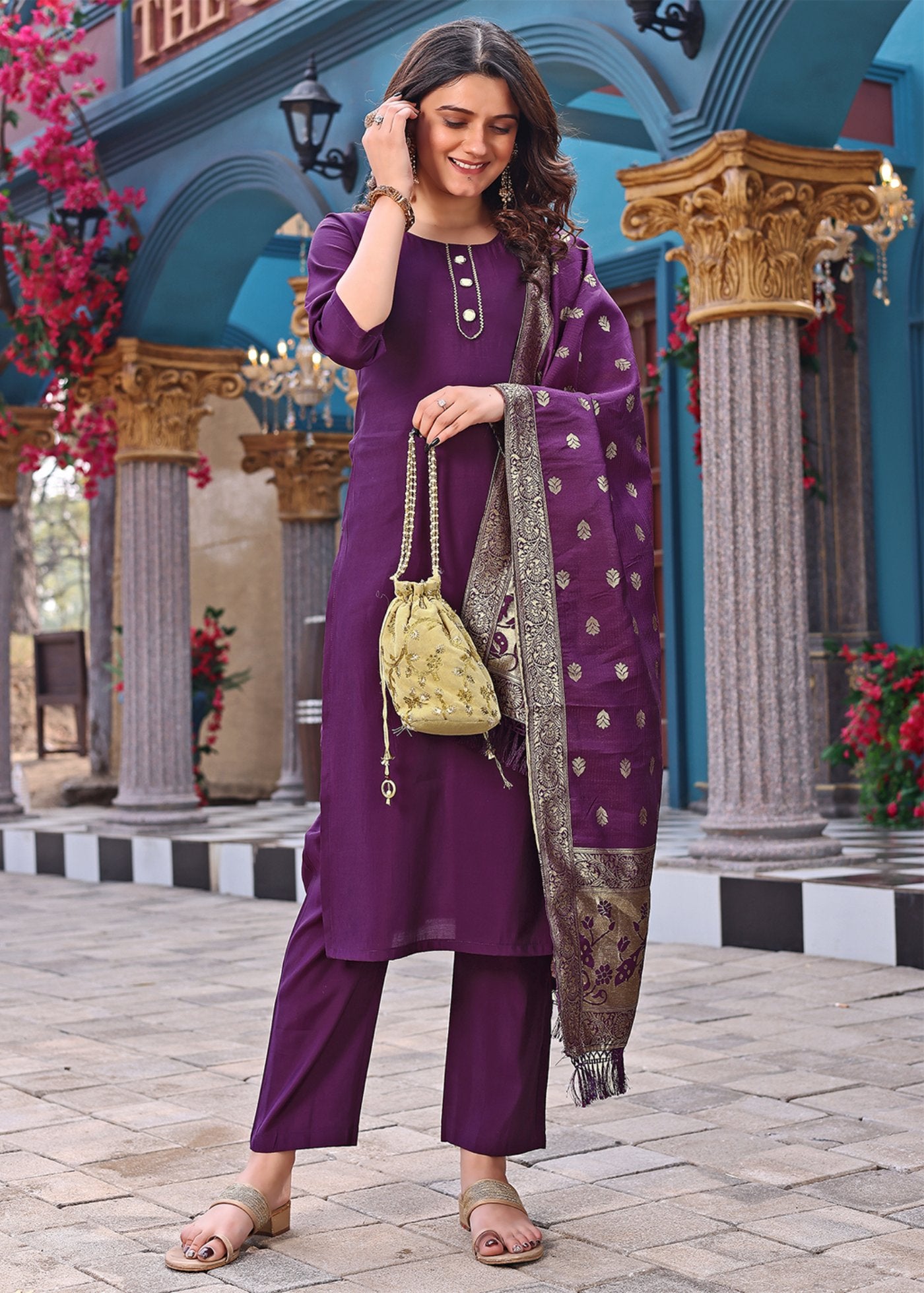 Women Silk Fiza Kurta Pant Dupatta Set