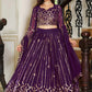 Embroidered, Embellished Semi Stitched Lehenga Choli  (Purple)