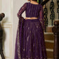 Embroidered, Embellished Semi Stitched Lehenga Choli  (Purple)