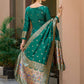 Women Jacquard Kurta Pant Dupatta Set