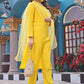 Women Silk  Haldi Kurta Pant Dupatta Set