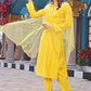 Women Silk  Haldi Kurta Pant Dupatta Set