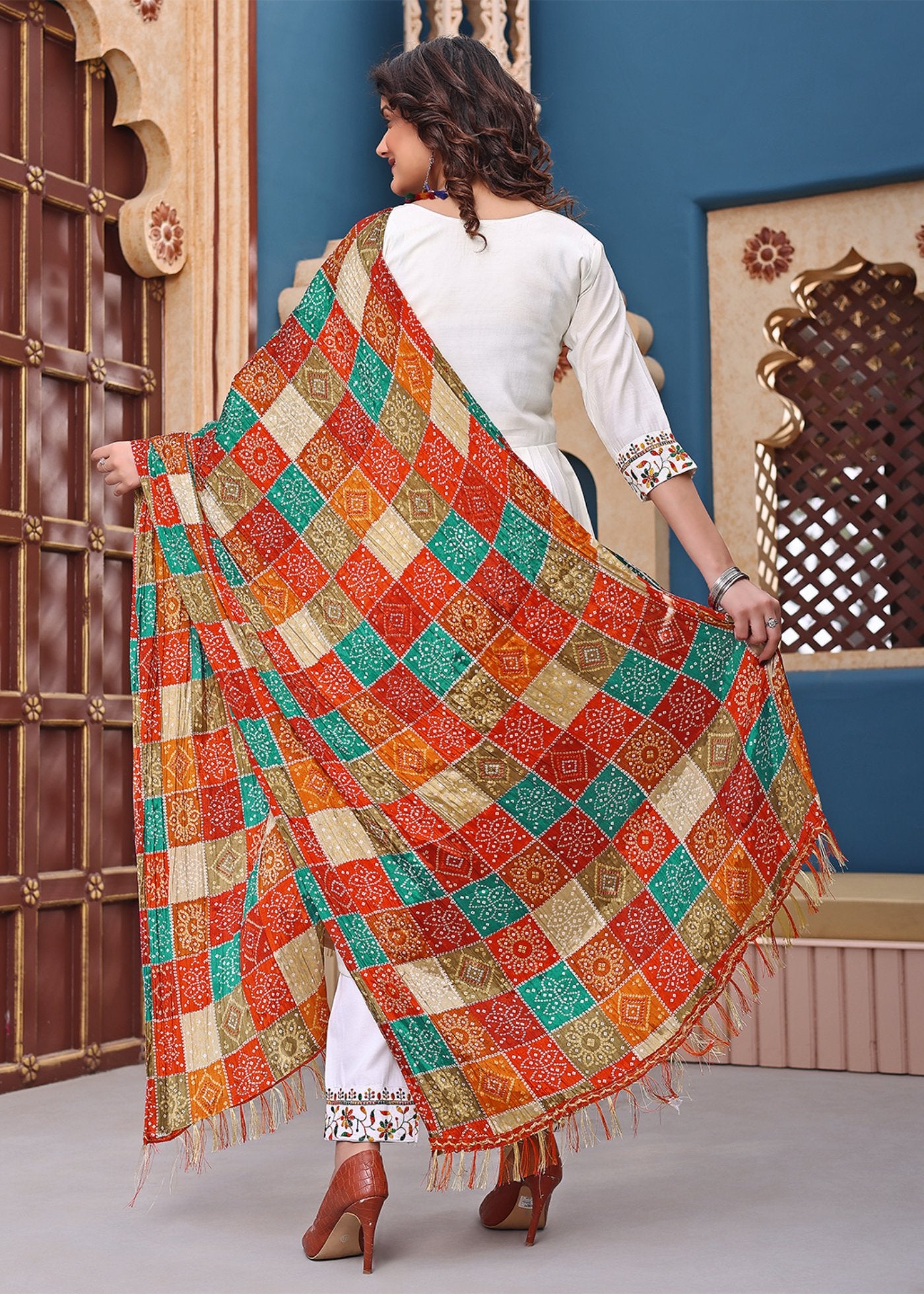 Women Silk Kurta Pant Dupatta Set