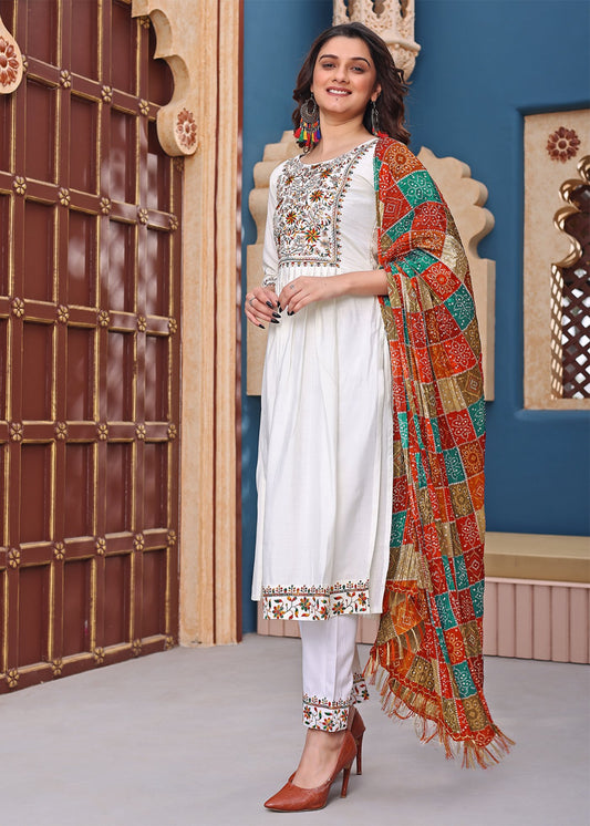 Women Silk Kurta Pant Dupatta Set