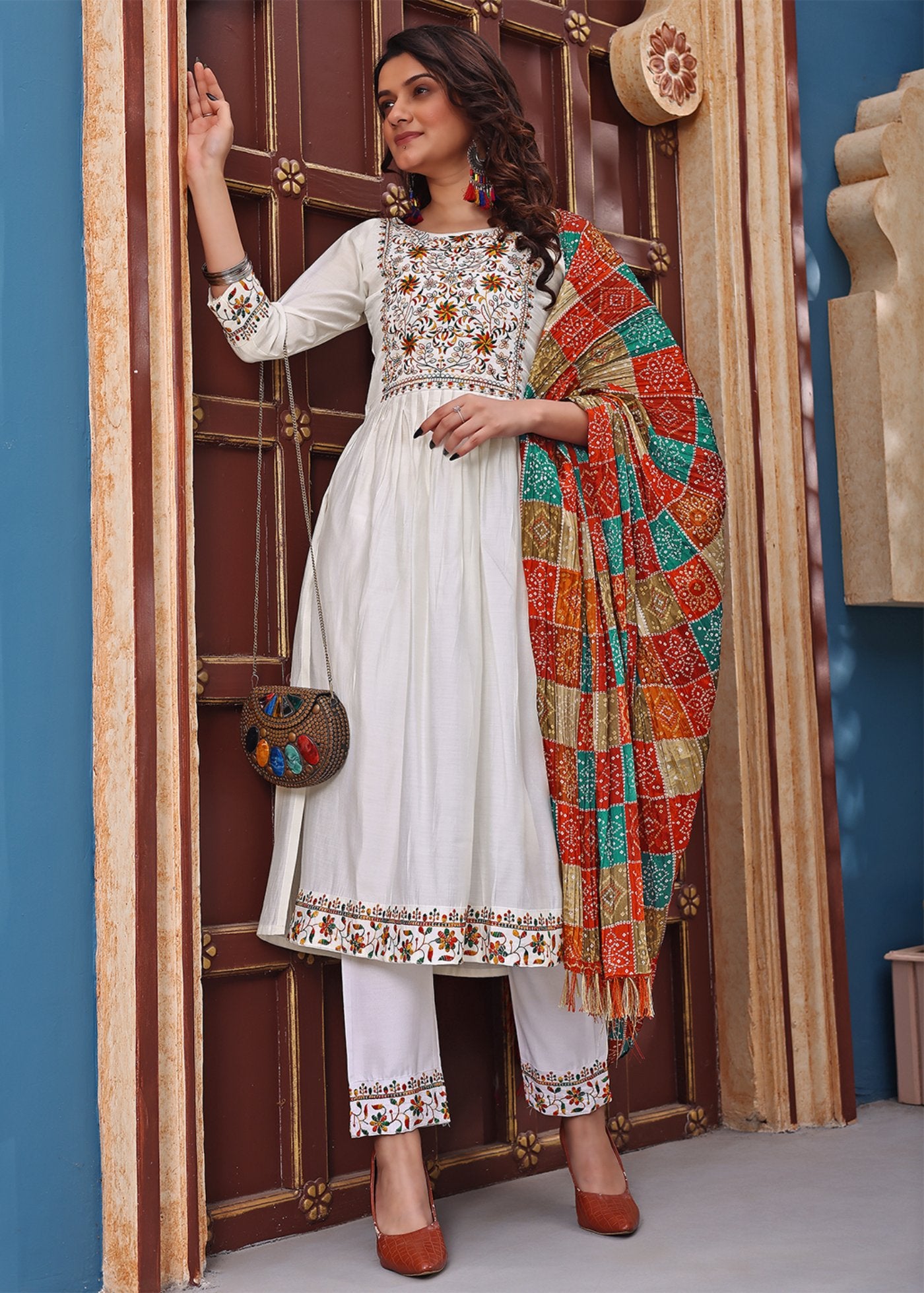 Women Silk Kurta Pant Dupatta Set