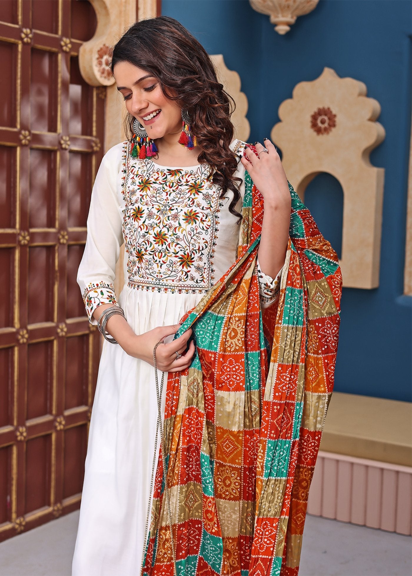 Women Silk Kurta Pant Dupatta Set