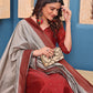 Women Jacquard Maroon Kurta Pant Dupatta Set