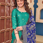Women Jacquard Kurta Pant Dupatta Set