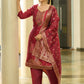 Women Jacquard Kurta Pant Dupatta Set