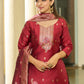 Women Jacquard Kurta Pant Dupatta Set