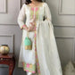 Women Silk White Kurta Pant Dupatta Set
