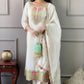 Women Silk White Kurta Pant Dupatta Set