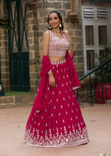 Embroidered Semi Stitched Lehenga Choli  Dupatta Set