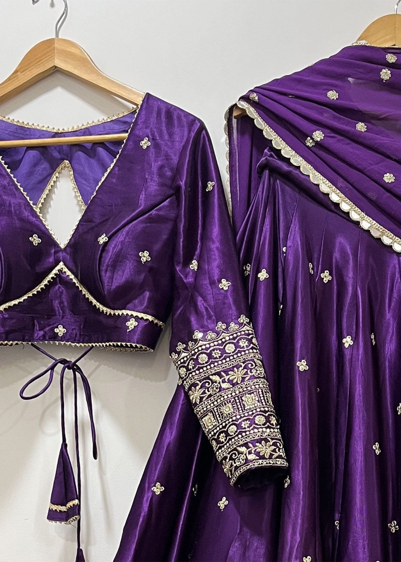 women's chinnon sequins embroidered lehenga choli set