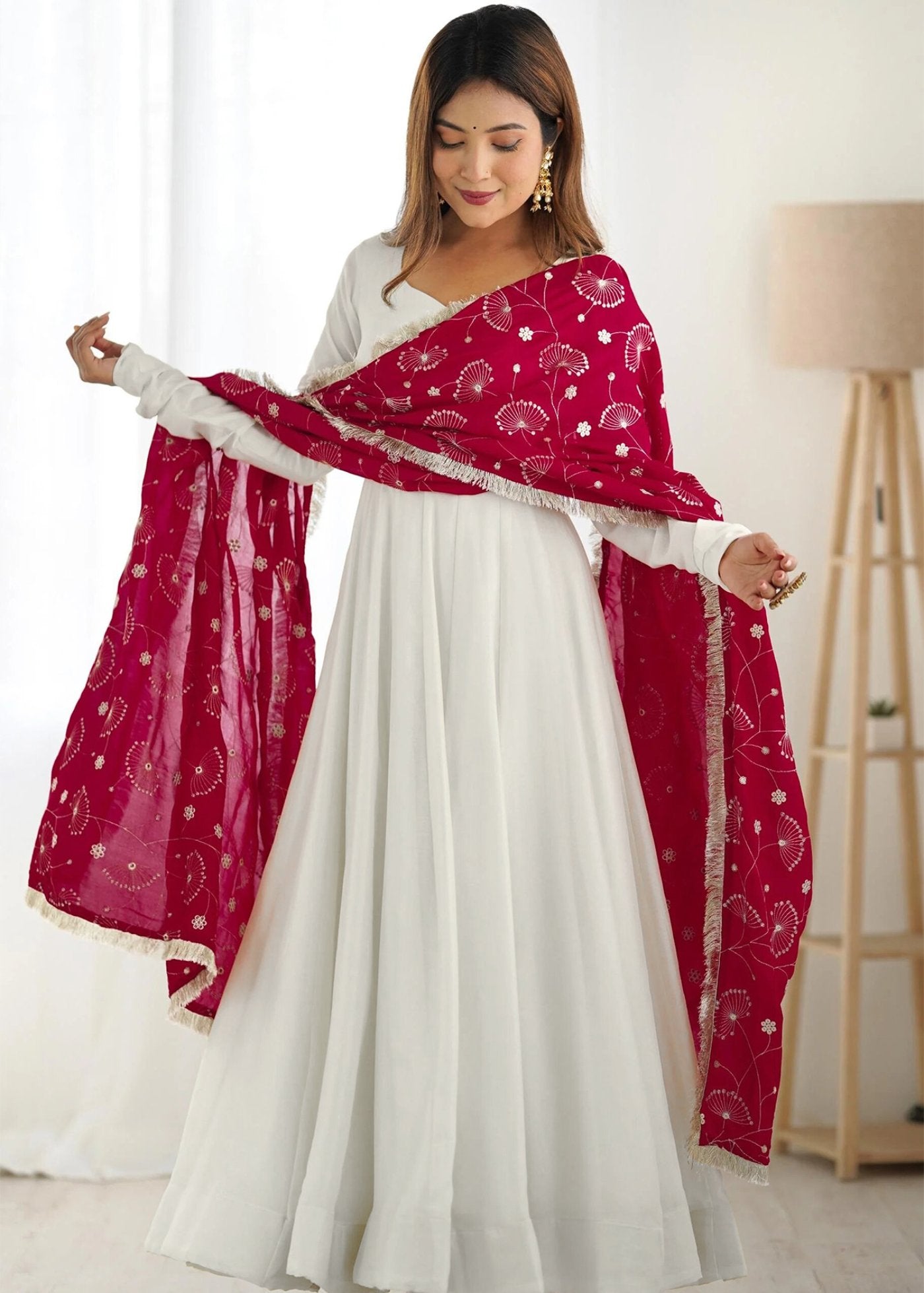 Printed Georgette Stitched Anarkali Gown With Dupatta