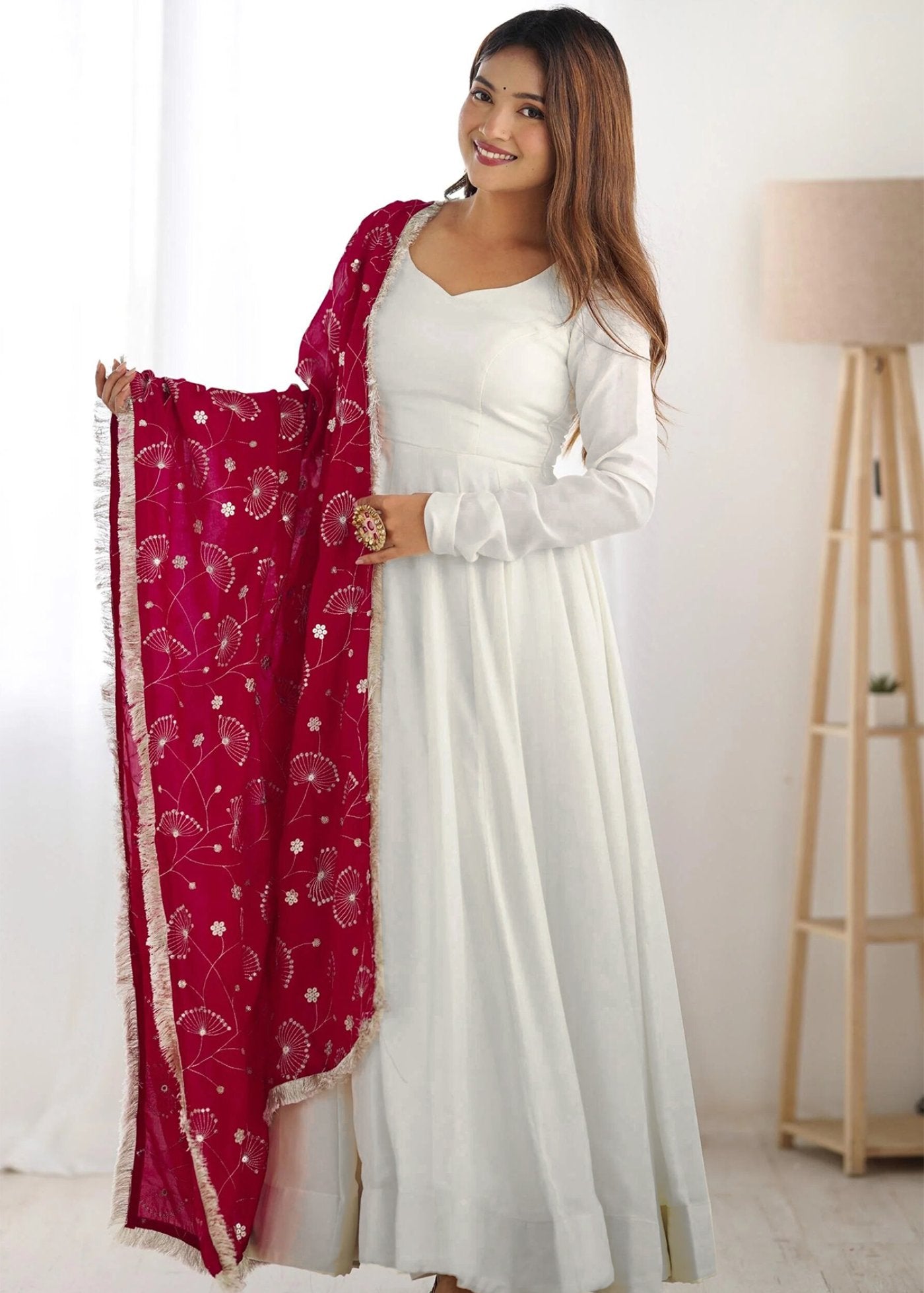 Printed Georgette Stitched Anarkali Gown With Dupatta