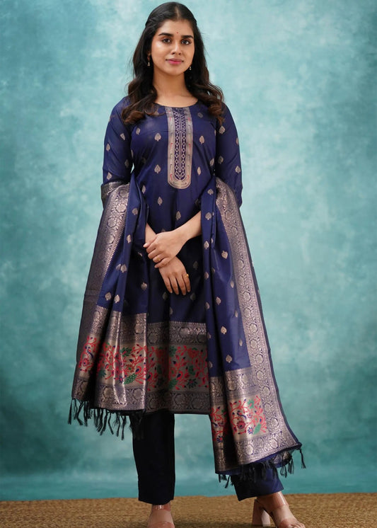 Women Silk  Kurta Pant Dupatta Set